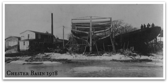 Photo of CHester Basin 1918 showing frame of a boat